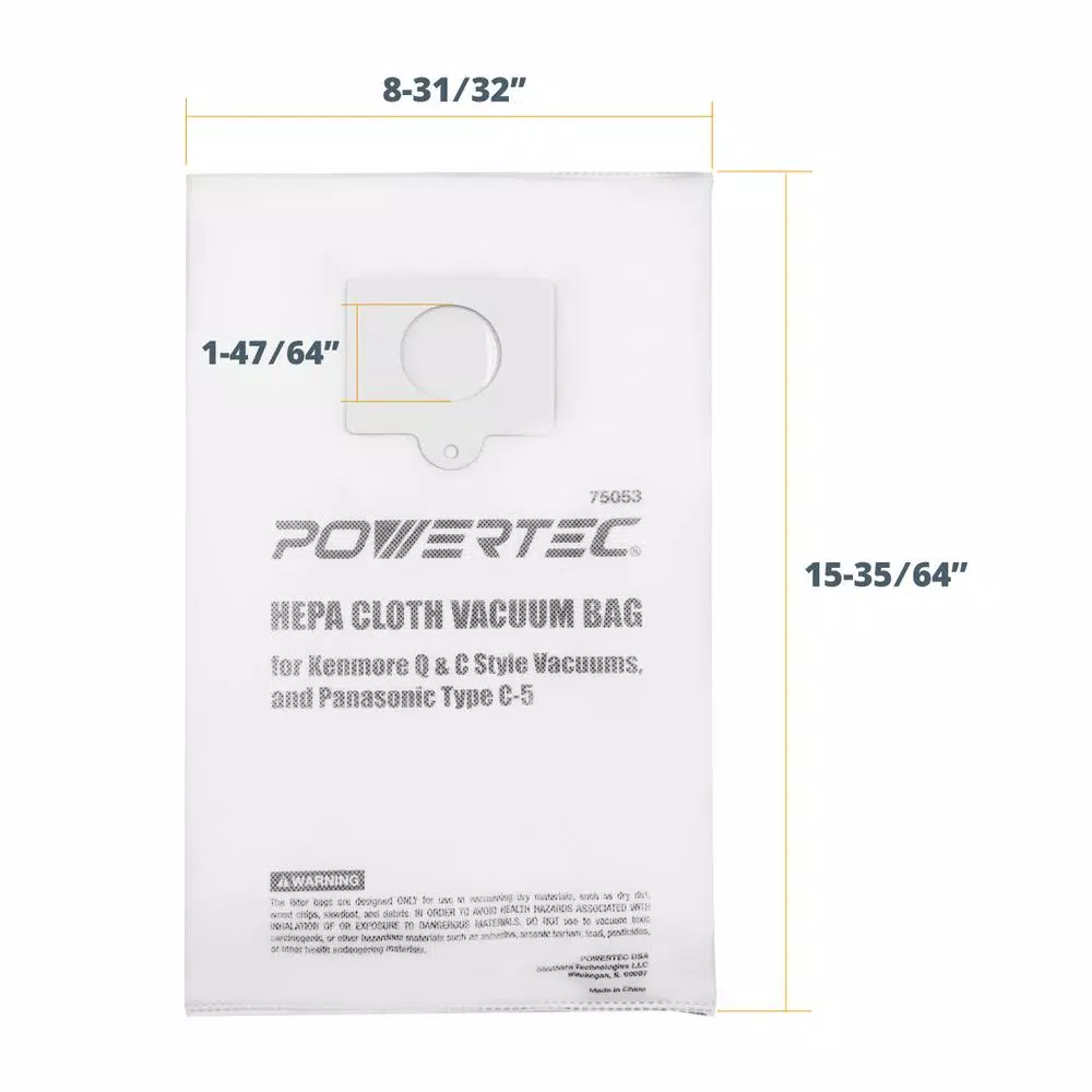 Coupon ๐ POWERTEC HEPA Cloth Vacuum Bag Replacement For Kenmore Q And C Style Vacuums, And Panasonic Type C-5 (6-Pack) ๐คฉ 6 Coupon ๐ POWERTEC HEPA Cloth Vacuum Bag Replacement For Kenmore Q And C Style Vacuums, And Panasonic Type C-5 (6-Pack) ๐คฉ - Image 4