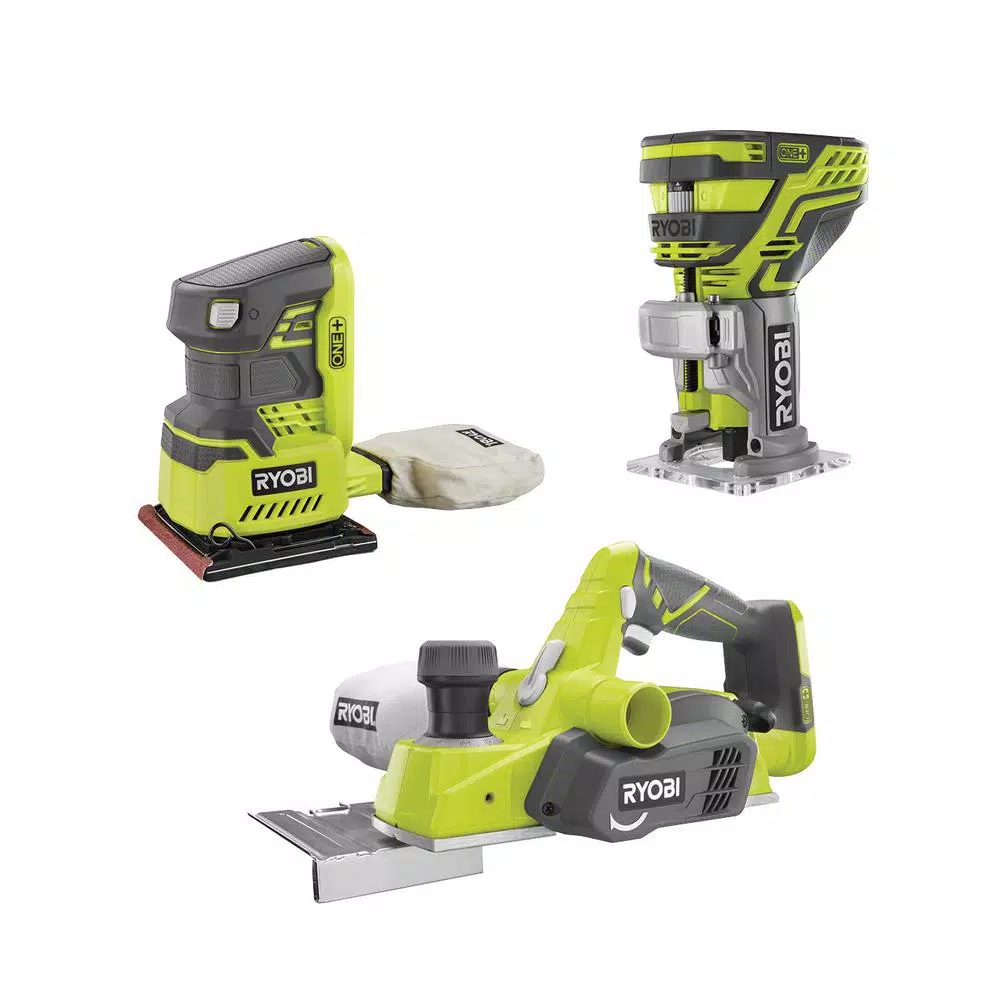Top 10 ๐คฉ RYOBI 18-Volt ONE+ 3-1/4 In. Planer, 1/4 Sheet Sander With Dust Bag, And Fixed Base Trim Router (Tools Only) ๐ 3 Top 10 ๐คฉ RYOBI 18-Volt ONE+ 3-1/4 In. Planer, 1/4 Sheet Sander With Dust Bag, And Fixed Base Trim Router (Tools Only) ๐