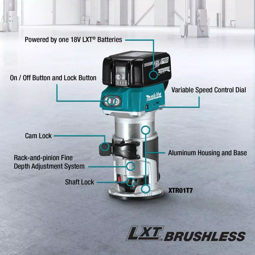 Hot Sale 🔔 Makita 18-Volt LXT Lithium-Ion Brushless Cordless Variable Speed Compact Router With Built-In LED Light (Tool Only) ❤️ 4 Hot Sale 🔔 Makita 18-Volt LXT Lithium-Ion Brushless Cordless Variable Speed Compact Router With Built-In LED Light (Tool Only) ❤️ - Image 2