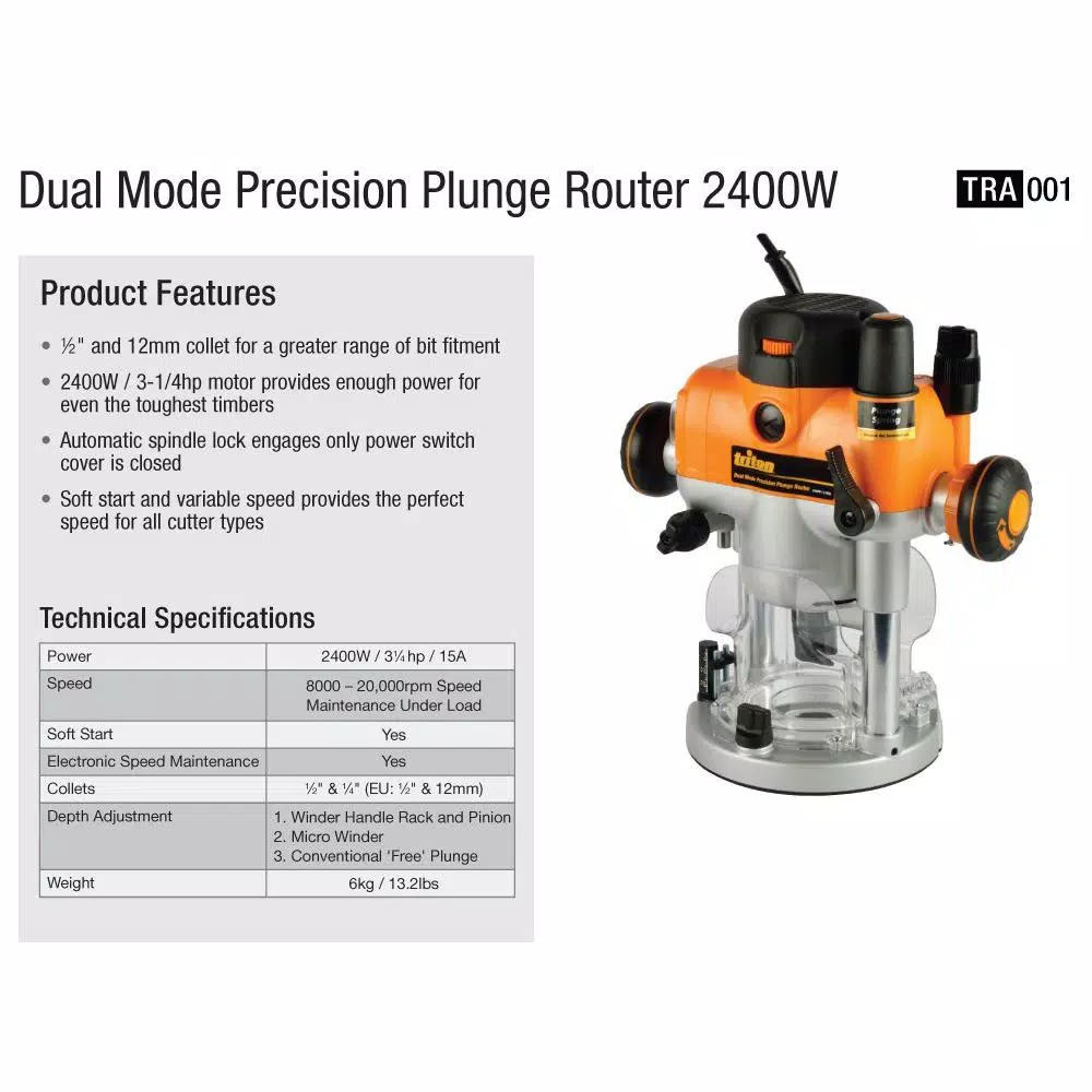 Top 10 ๐ Triton 110-Volt 3.25 HP Precision Dual Mode Router With Plunge ๐ 4 Top 10 ๐ Triton 110-Volt 3.25 HP Precision Dual Mode Router With Plunge ๐ - Image 2