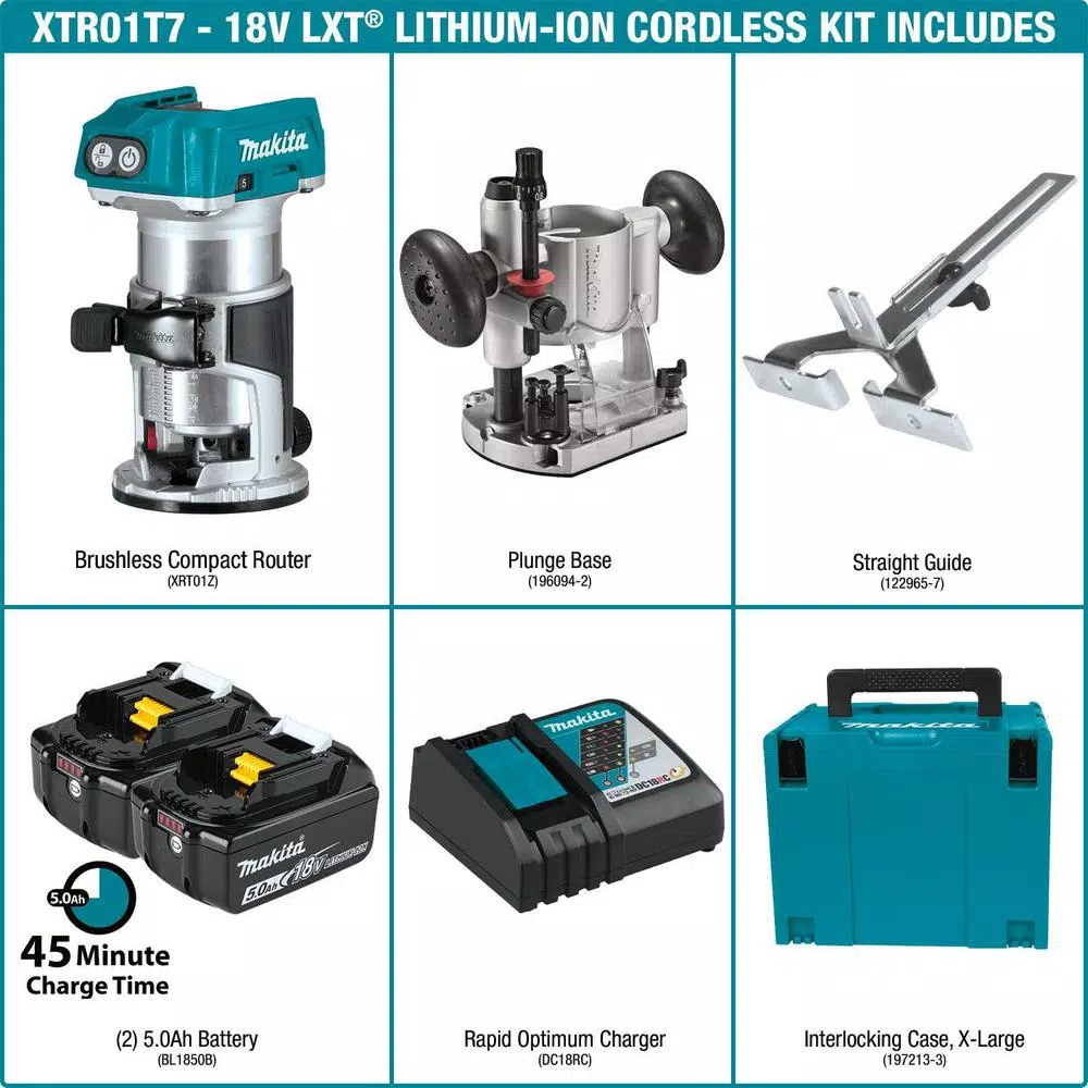 New ✨ Makita 5.0 Ah 18-Volt LXT Lithium-Ion Brushless Cordless Compact Router Kit 🤩 4 New ✨ Makita 5.0 Ah 18-Volt LXT Lithium-Ion Brushless Cordless Compact Router Kit 🤩 - Image 2