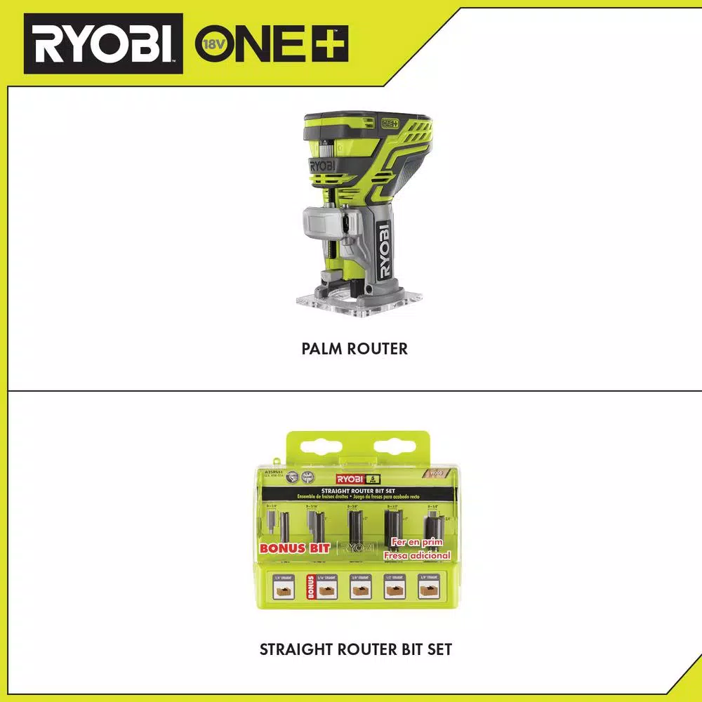 New ๐ฅฐ RYOBI 18-Volt ONE+ Cordless Fixed Base Trim Router (Tool Only) With Straight Router Bit Set (5-Piece) ๐ 4 New ๐ฅฐ RYOBI 18-Volt ONE+ Cordless Fixed Base Trim Router (Tool Only) With Straight Router Bit Set (5-Piece) ๐ - Image 2