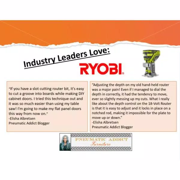 New ๐ฅฐ RYOBI 18-Volt ONE+ Cordless Fixed Base Trim Router (Tool Only) With Straight Router Bit Set (5-Piece) ๐ 7 New ๐ฅฐ RYOBI 18-Volt ONE+ Cordless Fixed Base Trim Router (Tool Only) With Straight Router Bit Set (5-Piece) ๐ - Image 5