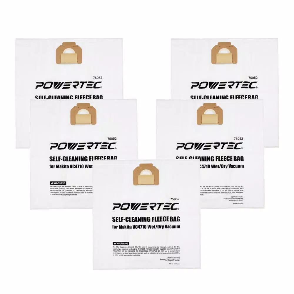 Hot Sale 🔔 POWERTEC Self-Cleaning Fleece Bag Replacement For Makita VC4710 Wet/Dry Vacuum (5-Pack) 👏 3 Hot Sale 🔔 POWERTEC Self-Cleaning Fleece Bag Replacement For Makita VC4710 Wet/Dry Vacuum (5-Pack) 👏
