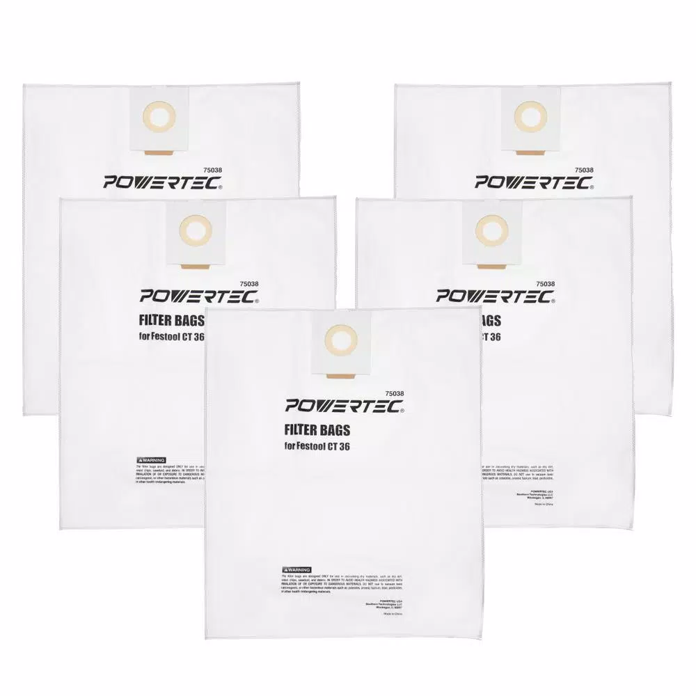 Buy π― POWERTEC Self-Cleaning Filter Replacement Bag For Festool CT 36 (5-Pack) β¨ 3 Buy π― POWERTEC Self-Cleaning Filter Replacement Bag For Festool CT 36 (5-Pack) β¨