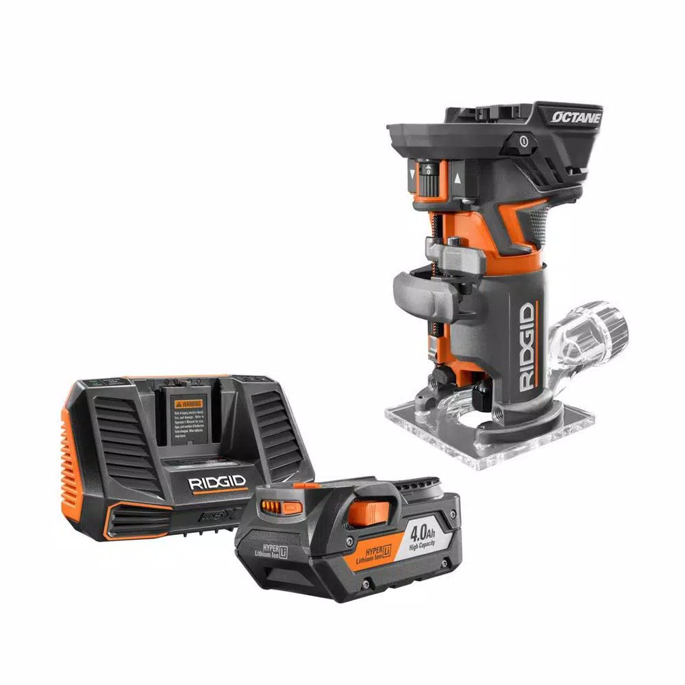 Deals ๐ RIDGID 18-Volt OCTANE Fixed Base Router With 1/4 In. Bit With 18-Volt Lithium-Ion 4.0 Ah Battery And Charger Kit ๐ 3 Deals ๐ RIDGID 18-Volt OCTANE Fixed Base Router With 1/4 In. Bit With 18-Volt Lithium-Ion 4.0 Ah Battery And Charger Kit ๐