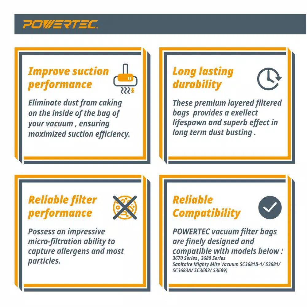 Cheapest ๐ POWERTEC High Efficiency Filter Bag Replacement For Eureka MM Vacuum Premium 2-Ply (10-Pack) โญ 5 Cheapest ๐ POWERTEC High Efficiency Filter Bag Replacement For Eureka MM Vacuum Premium 2-Ply (10-Pack) โญ - Image 3