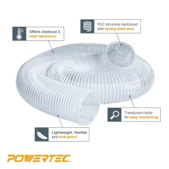 Brand new ✨ POWERTEC 4 In. X 10 Ft. Flexible PVC Dust Collection Hose With 2 Key Hose Clamps, Clear Color ✨ 10 Brand new ✨ POWERTEC 4 In. X 10 Ft. Flexible PVC Dust Collection Hose With 2 Key Hose Clamps, Clear Color ✨ -Woodworking-tools Shop unnamed file 2451