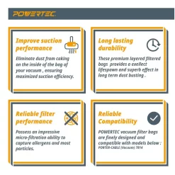 Hot Sale 💯 POWERTEC 15 Gal. High Efficiency Filter Bags For PORTER-CABLE 7814 Power Tool Triggered Vacuum (3-Pack) 💯 7 Hot Sale 💯 POWERTEC 15 Gal. High Efficiency Filter Bags For PORTER-CABLE 7814 Power Tool Triggered Vacuum (3-Pack) 💯 -Woodworking-tools Shop unnamed file 366