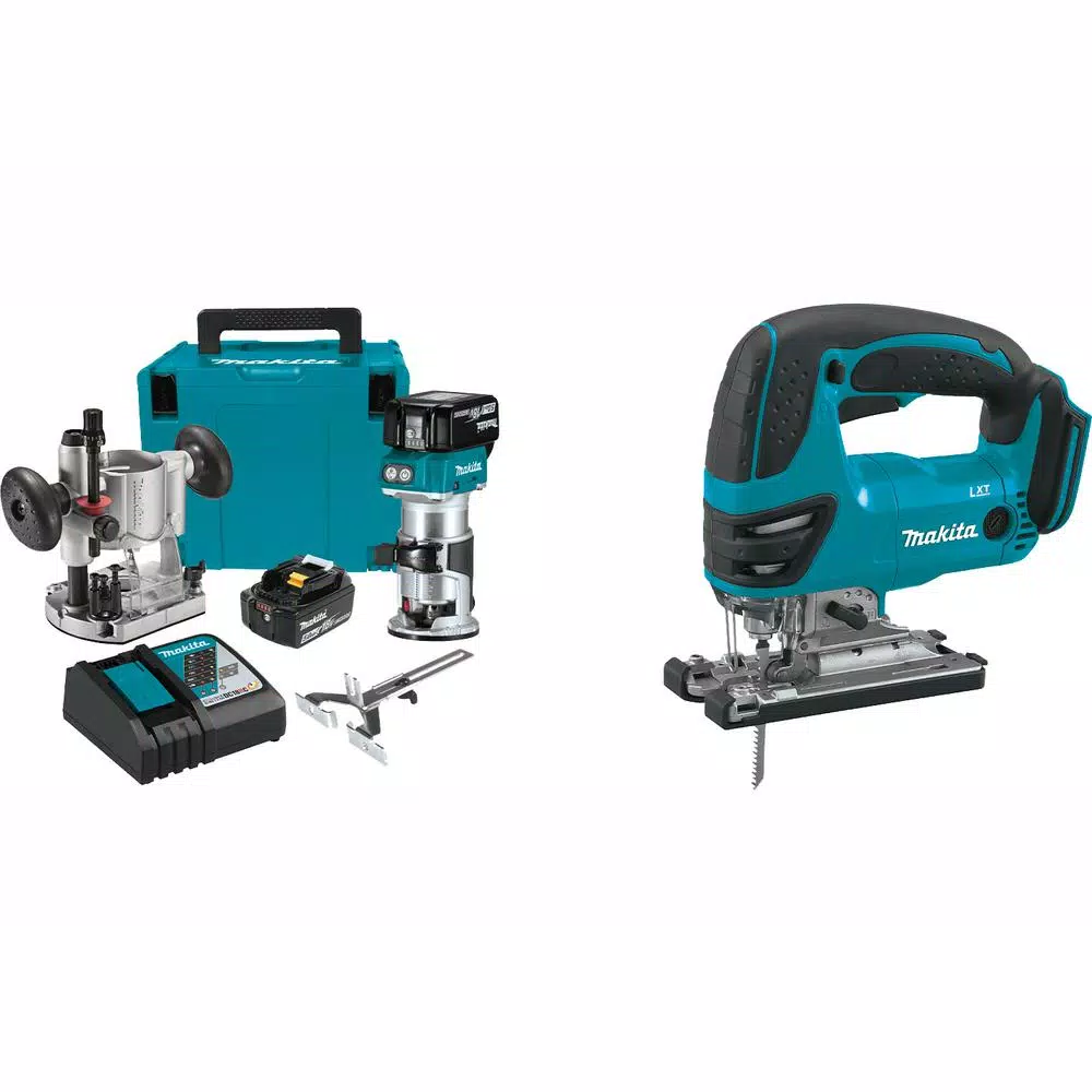 Cheap ๐ Makita 5.0 Ah 18-Volt LXT Lithium-Ion Brushless Cordless Compact Router Kit With Bonus Cordless Jig Saw ๐งจ 3 Cheap ๐ Makita 5.0 Ah 18-Volt LXT Lithium-Ion Brushless Cordless Compact Router Kit With Bonus Cordless Jig Saw ๐งจ