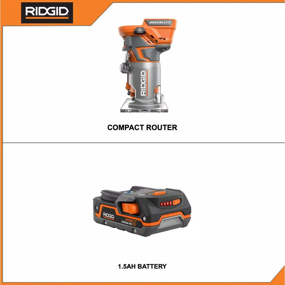 Buy 👏 RIDGID 18-Volt Cordless Brushless 1/4 In. Compact Router With 1.5 Ah Lithium-Ion Battery 🥰 4 Buy 👏 RIDGID 18-Volt Cordless Brushless 1/4 In. Compact Router With 1.5 Ah Lithium-Ion Battery 🥰 - Image 2