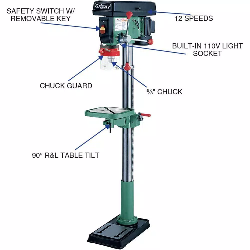 Cheap π Grizzly Industrial 14 In. 12 Speed Heavy-Duty Floor Drill Press π 4 Cheap π Grizzly Industrial 14 In. 12 Speed Heavy-Duty Floor Drill Press π - Image 2