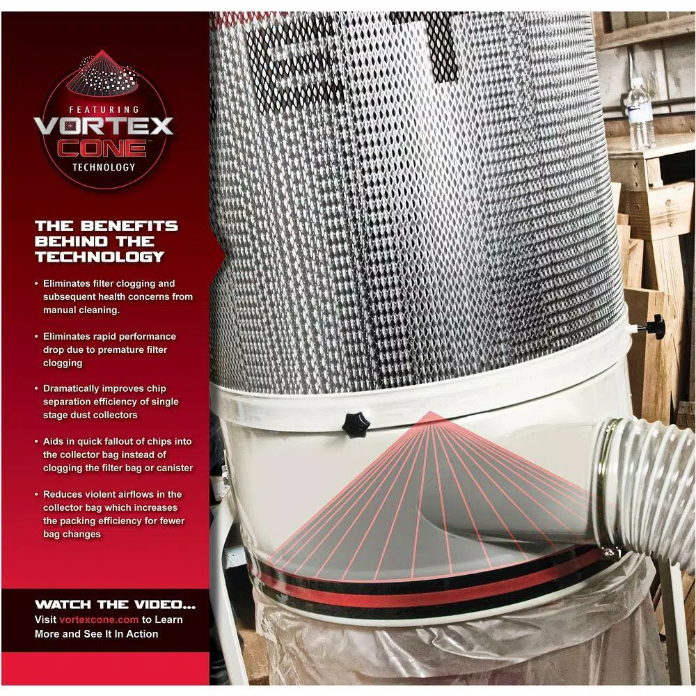 Best deal β¨ Jet 1.5 HP 1100 CFM 4 Or 6 In. Dust Collector With Vortex Cone And 30-Micron Bag Filter Kit, 115/230-Volt, DC-1100VX-BK π 5 Best deal β¨ Jet 1.5 HP 1100 CFM 4 Or 6 In. Dust Collector With Vortex Cone And 30-Micron Bag Filter Kit, 115/230-Volt, DC-1100VX-BK π - Image 3